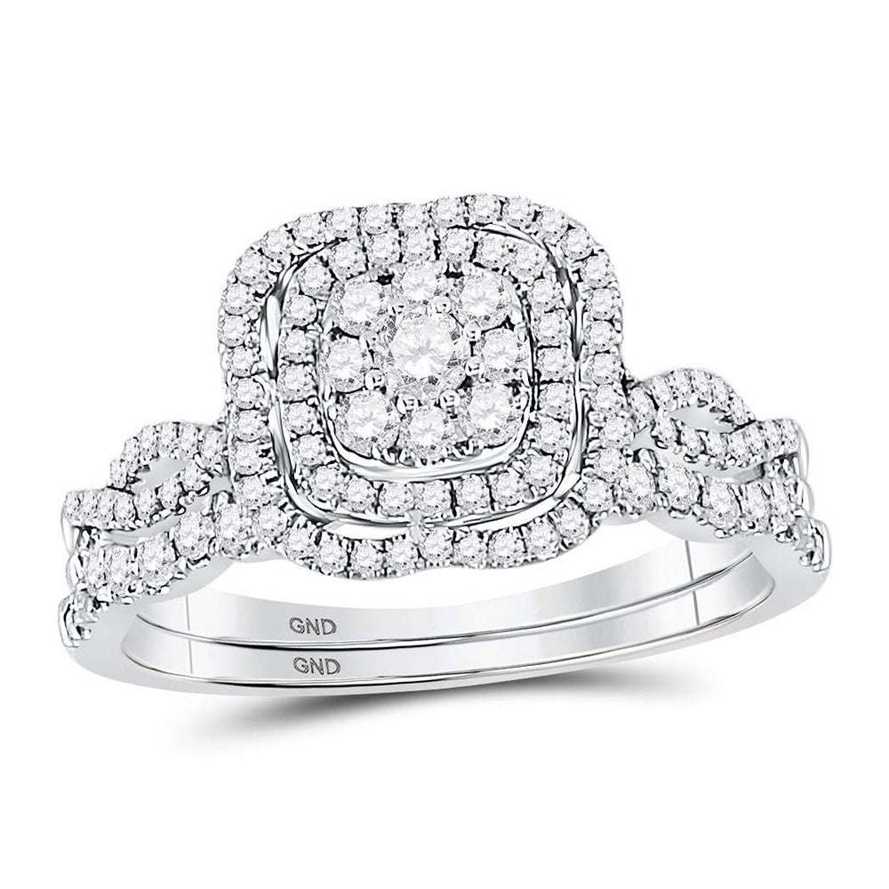 Wedding Collection | 14kt White Gold Round Diamond Bridal Wedding Ring Band Set 5/8 Cttw | Splendid Jewellery GND