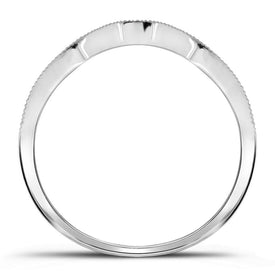 14kt White Gold Diamond Cluster Wedding Ring Set Side View from Splendid Jewellery