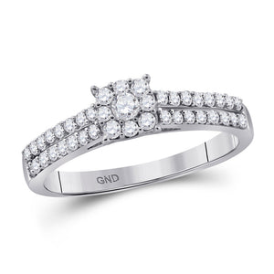 Wedding Collection | 14kt White Gold Round Diamond Cluster Bridal Wedding Engagement Ring 1/3 Cttw | Splendid Jewellery GND