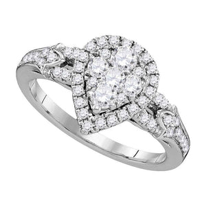 Wedding Collection | 14kt White Gold Round Diamond Cluster Bridal Wedding Engagement Ring 3/4 Cttw | Splendid Jewellery GND