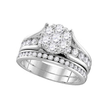 Load image into Gallery viewer, Radiant Love | 14kt White Gold Diamond Brilliance Bridal Wedding Ring Band Set 1-1/2 Cttw Top View from Splendid Jewellery