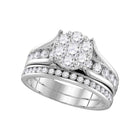 Radiant Love | 14kt White Gold Diamond Brilliance Bridal Wedding Ring Band Set 1-1/2 Cttw Top View from Splendid Jewellery