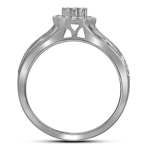 Wedding Collection | 14kt White Gold Round Diamond Cluster Bridal Wedding Ring Band Set 1/2 Cttw | Splendid Jewellery GND