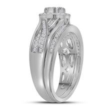 Load image into Gallery viewer, Radiant Love Diamond Cluster Bridal Wedding Ring Band Set Top View from Splendid Jewellery