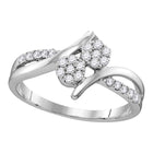 14kt White Gold Dazzling Double Cluster Diamond Bridal Wedding Engagement Ring 1/3 Cttw Top View from Splendid Jewellery