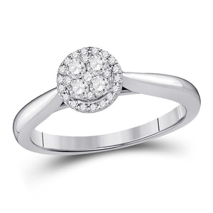 Wedding Collection | 14kt White Gold Round Diamond Fashion Cluster Ring 1/4 Cttw | Splendid Jewellery GND