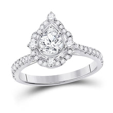 Load image into Gallery viewer, 14kt White Gold Radiant Brilliance Diamond Halo Bridal Wedding Engagement Ring - Top View