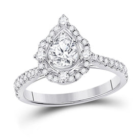 14kt White Gold Radiant Brilliance Diamond Halo Bridal Wedding Engagement Ring - Top View