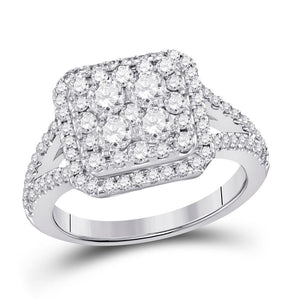 Wedding Collection | 14kt White Gold Round Diamond Right Hand Cluster Ring 1-1/2 Cttw | Splendid Jewellery GND