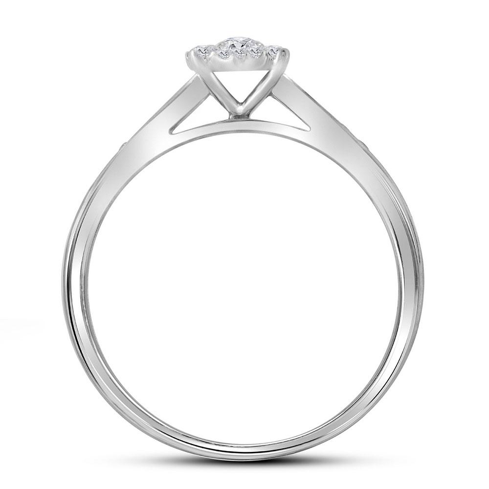 Wedding Collection | 14kt White Gold Round Diamond Slender Halo Bridal Wedding Ring Band Set 1/2 Cttw | Splendid Jewellery GND