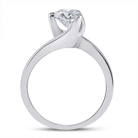 Timeless Beauty: 14kt White Gold Round Diamond Solitaire Bridal Wedding Engagement Ring 1 Cttw - Second Side View