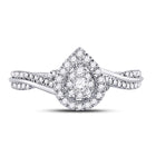 14kt White Gold Diamond Teardrop Cluster Bridal Wedding Ring - A Timeless Treasure - Side View