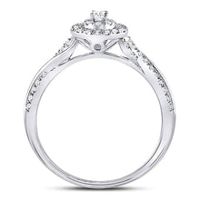 Load image into Gallery viewer, 14kt White Gold Diamond Teardrop Cluster Bridal Wedding Ring - A Timeless Treasure - Front View