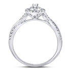 14kt White Gold Diamond Teardrop Cluster Bridal Wedding Ring - A Timeless Treasure - Front View