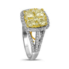 14kt White Gold Radiant Sunburst Diamond Bridal Wedding Engagement Ring Side View from Splendid Jewellery
