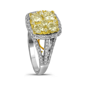 Wedding Collection | 14kt White Gold Round Yellow Diamond Bridal Wedding Engagement Ring 2 Cttw | Splendid Jewellery GND
