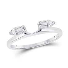Load image into Gallery viewer, 14kt White Gold Baguette Diamond Solitaire Enhancer Ring Wrap - A Radiant Touch of Elegance Top View from Splendid Jewellery