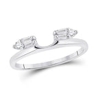 14kt White Gold Baguette Diamond Solitaire Enhancer Ring Wrap - A Radiant Touch of Elegance Top View from Splendid Jewellery