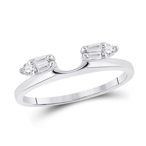 Wedding Collection | 14kt White Gold Womens Baguette Diamond Ring Guard Wrap Solitaire Enhancer 1/5 Cttw | Splendid Jewellery GND