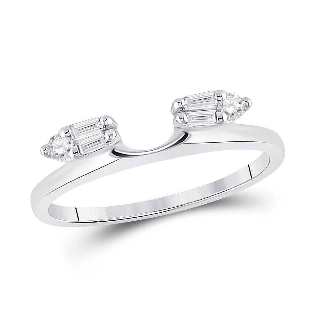 Wedding Collection | 14kt White Gold Womens Baguette Diamond Ring Guard Wrap Solitaire Enhancer 1/5 Cttw | Splendid Jewellery GND