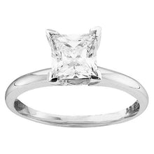 Load image into Gallery viewer, Enchanting 14kt White Gold Princess Diamond Solitaire Bridal Wedding Ring Top View from Splendid Jewellery