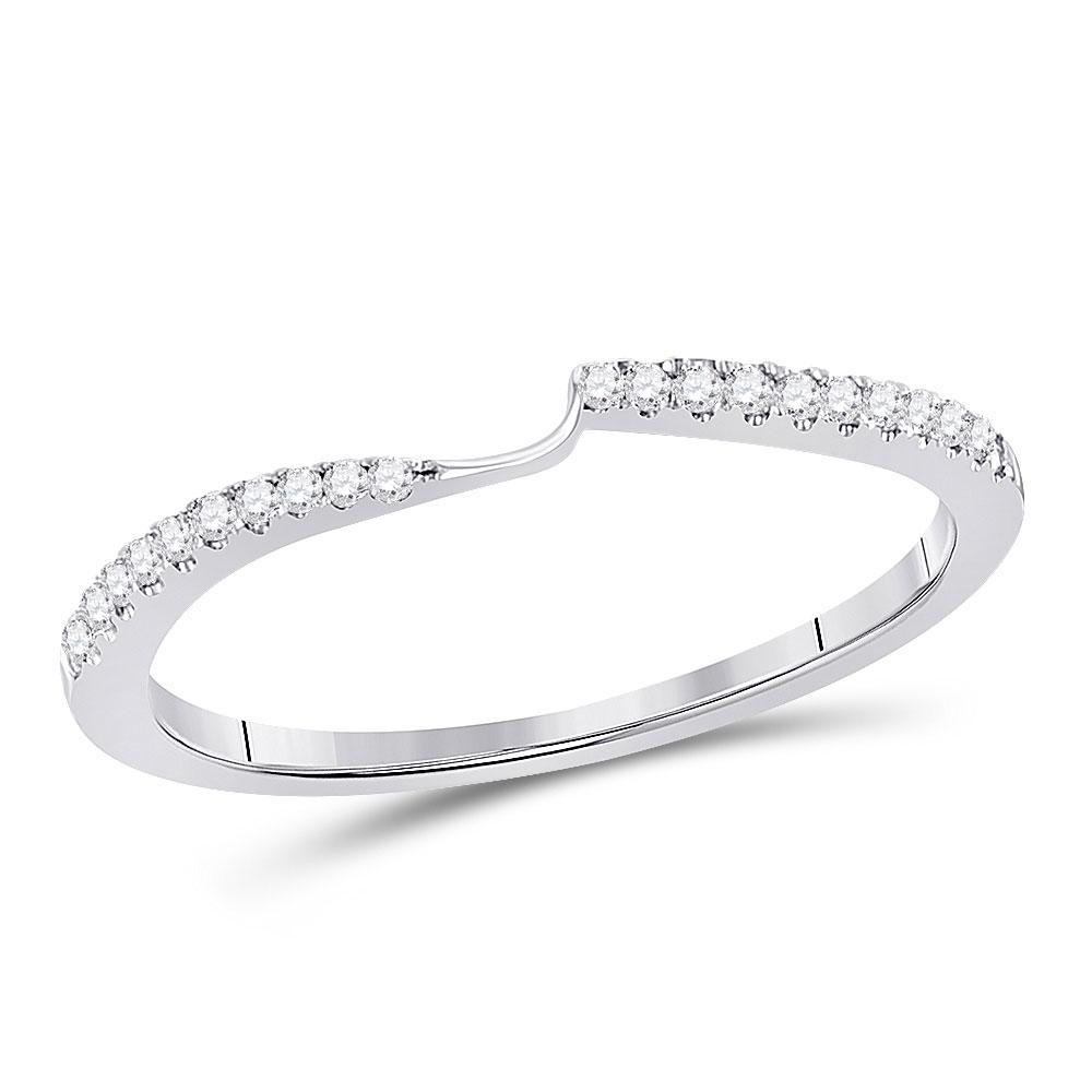 Wedding Collection | 14kt White Gold Womens Round Diamond 2-stone Wedding Band 1/8 Cttw | Splendid Jewellery GND