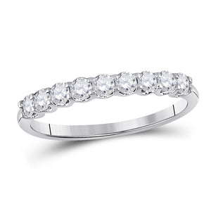 Wedding Collection | 14kt White Gold Womens Round Diamond Anniversary Wedding Band 1/2 Cttw | Splendid Jewellery GND