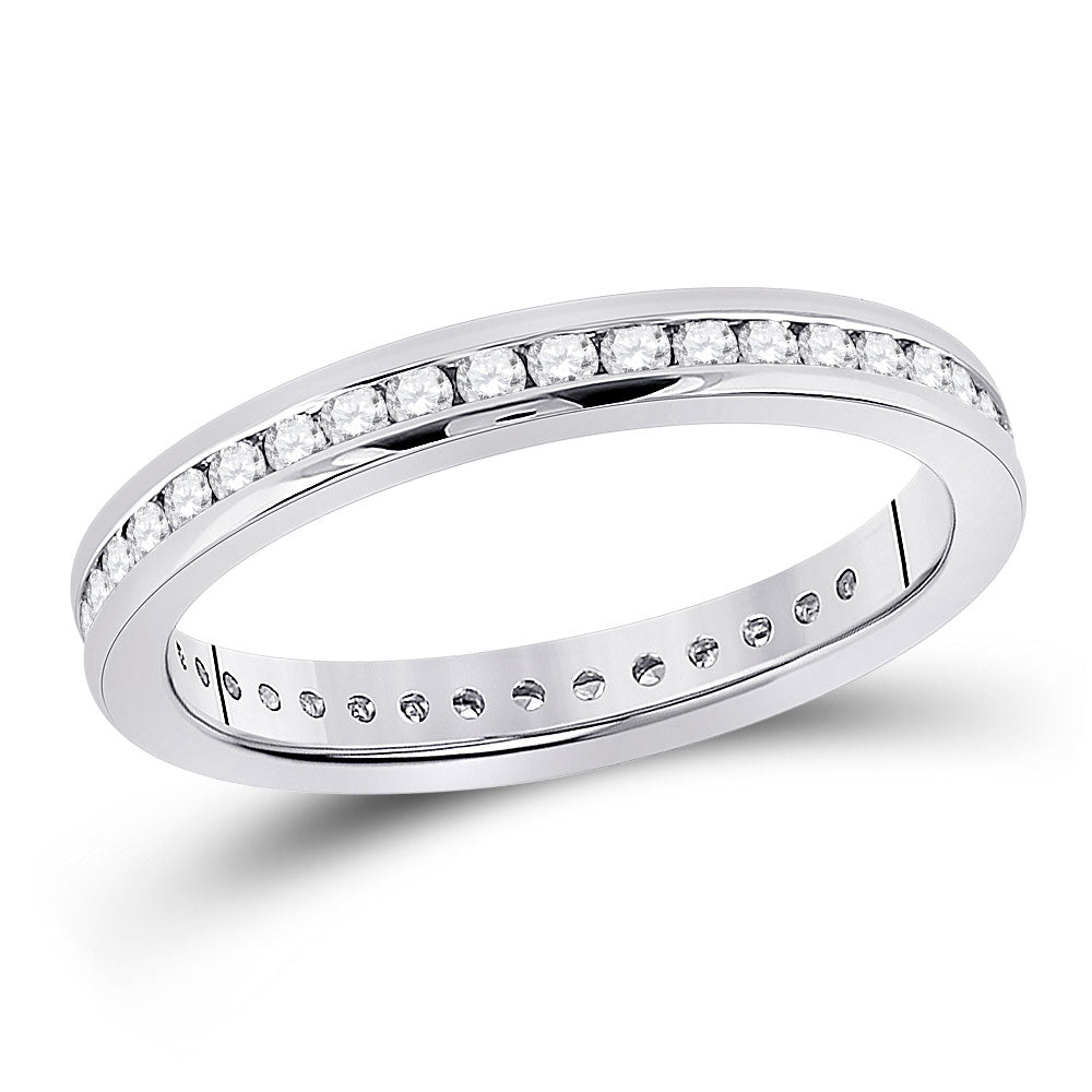 Wedding Collection | 14kt White Gold Womens Round Diamond Eternity Wedding Band 1/2 Cttw | Splendid Jewellery GND