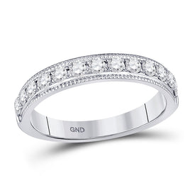 Enchanting Brilliance: 14kt White Gold Diamond Eternity Band Ring - Top View