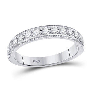 Wedding Collection | 14kt White Gold Womens Round Diamond Single Row Band Ring 1/2 Cttw | Splendid Jewellery GND