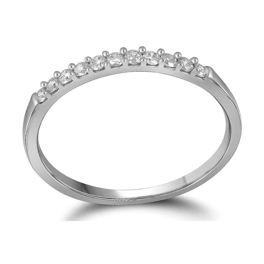 Wedding Collection | 14kt White Gold Womens Round Diamond Wedding Anniversary Band Ring 1/6 Cttw | Splendid Jewellery GND