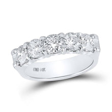 Load image into Gallery viewer, Sparkling Love: 14kt White Gold 5-Stone Diamond Wedding Band - Top View