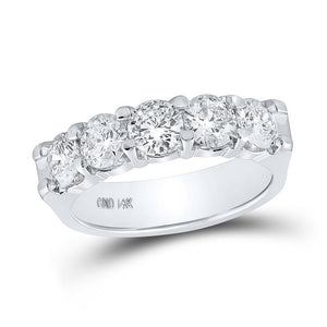 Wedding Collection | 14kt White Gold Womens Round Diamond Wedding Machine-set 5-Stone Band 2 Cttw | Splendid Jewellery GND