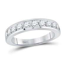 Load image into Gallery viewer, Eternal Brilliance: 14kt White Gold Round Diamond Wedding Band - Top View
