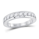 Eternal Brilliance: 14kt White Gold Round Diamond Wedding Band - Top View