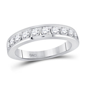 Eternal Brilliance: 14kt White Gold Round Diamond Wedding Band - Top View