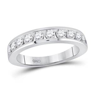 Wedding Collection | 14kt White Gold Womens Round Diamond Wedding Single Row Band 1 Cttw | Splendid Jewellery GND