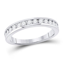 Load image into Gallery viewer, Eternal Brilliance 14kt White Gold Women&#39;s Round Diamond Wedding Single Row Band - Top View