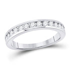 Eternal Brilliance 14kt White Gold Women's Round Diamond Wedding Single Row Band - Top View