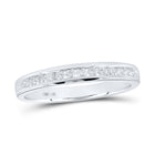 Eternal Radiance: 14kt White Gold Diamond Wedding Band - Top View
