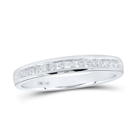 Eternal Radiance: 14kt White Gold Diamond Wedding Band - Top View