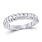 Ethereal Elegance: 14kt White Gold Womens Round Diamond Wedding Single Row Band 3/4 Cttw - Top View