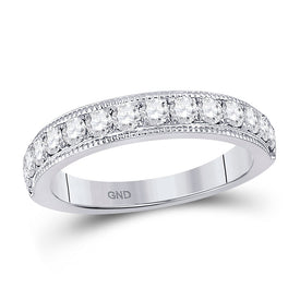 Ethereal Elegance: 14kt White Gold Womens Round Diamond Wedding Single Row Band 3/4 Cttw - Top View