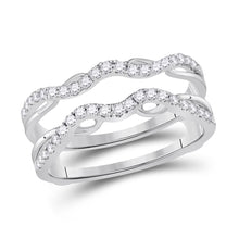 Load image into Gallery viewer, 14kt White Gold Diamond Wrap Ring Guard Enhancer - Eternal Sparkle - Top View