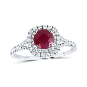 Wedding Collection | 14kt White Gold Womens Round Ruby Solitaire Bridal Wedding Engagement Ring 1-3/8 Cttw | Splendid Jewellery GND