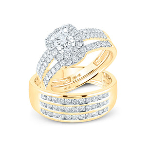 Wedding Collection | 14kt Yellow Gold His Hers Round Diamond Solitaire Matching Wedding Set 1-3/4 Cttw | Splendid Jewellery GND