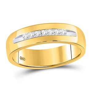 Wedding Collection | 14kt Yellow Gold Mens Princess Diamond Wedding Band Ring 1/4 Cttw | Splendid Jewellery GND