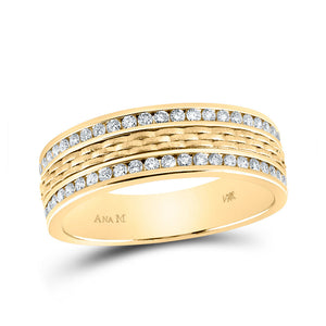 Wedding Collection | 14kt Yellow Gold Mens Round Diamond Wedding Band Ring 1/2 Cttw | Splendid Jewellery GND