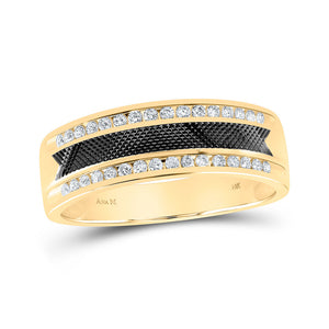 Wedding Collection | 14kt Yellow Gold Mens Round Diamond Wedding Band Ring 1/3 Cttw | Splendid Jewellery GND