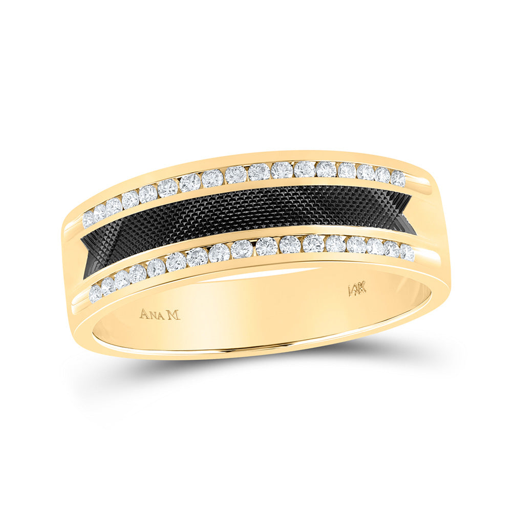 Wedding Collection | 14kt Yellow Gold Mens Round Diamond Wedding Band Ring 1/4 Cttw | Splendid Jewellery GND